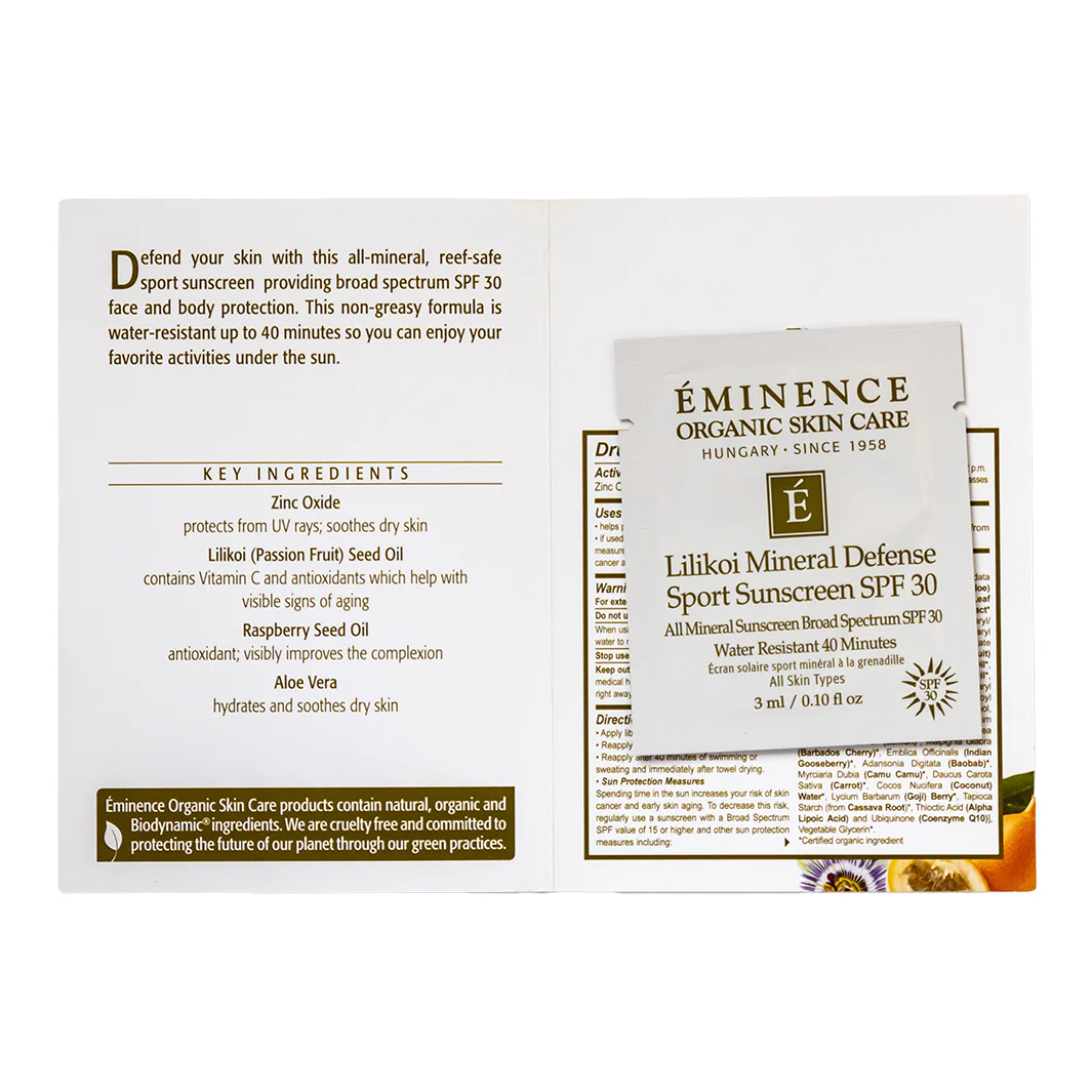 Eminence Organics Lilikoi Mineral Defense Sport Sunscreen SPF 30 - Image 7